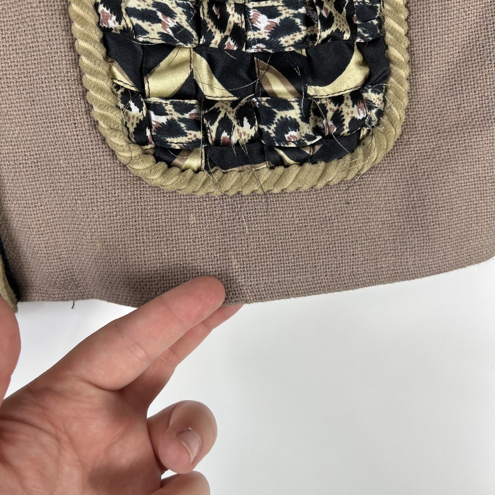 Parsley & Sage Womens Patchwork Jacket  Size M Canvas Button Safari Animal Print - Picture 4 of 16